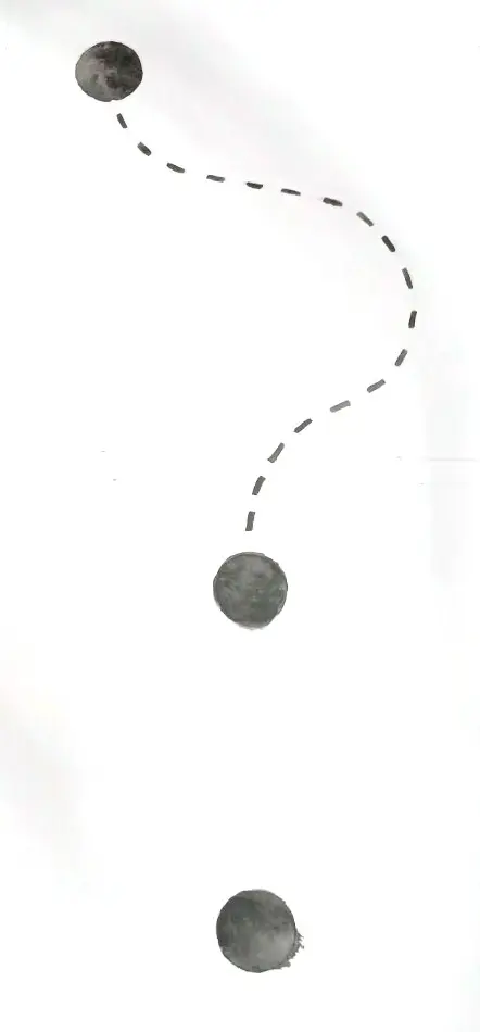 Two dots traveling toward each other along a dotted path