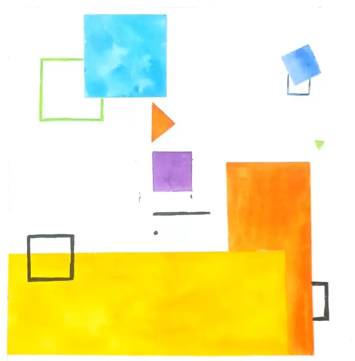 A small world of squares, triangles and a yellow ground