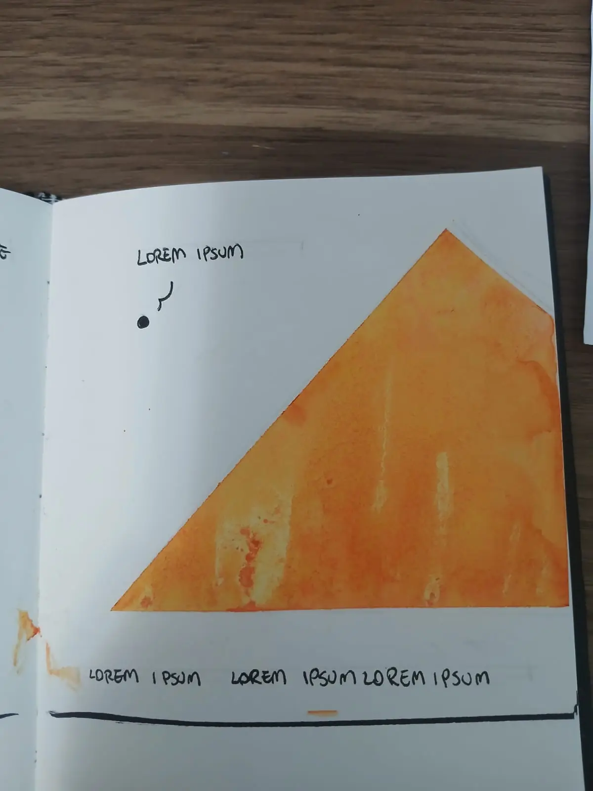 Sketchbook layout with a watercolor triangle and placeholder text